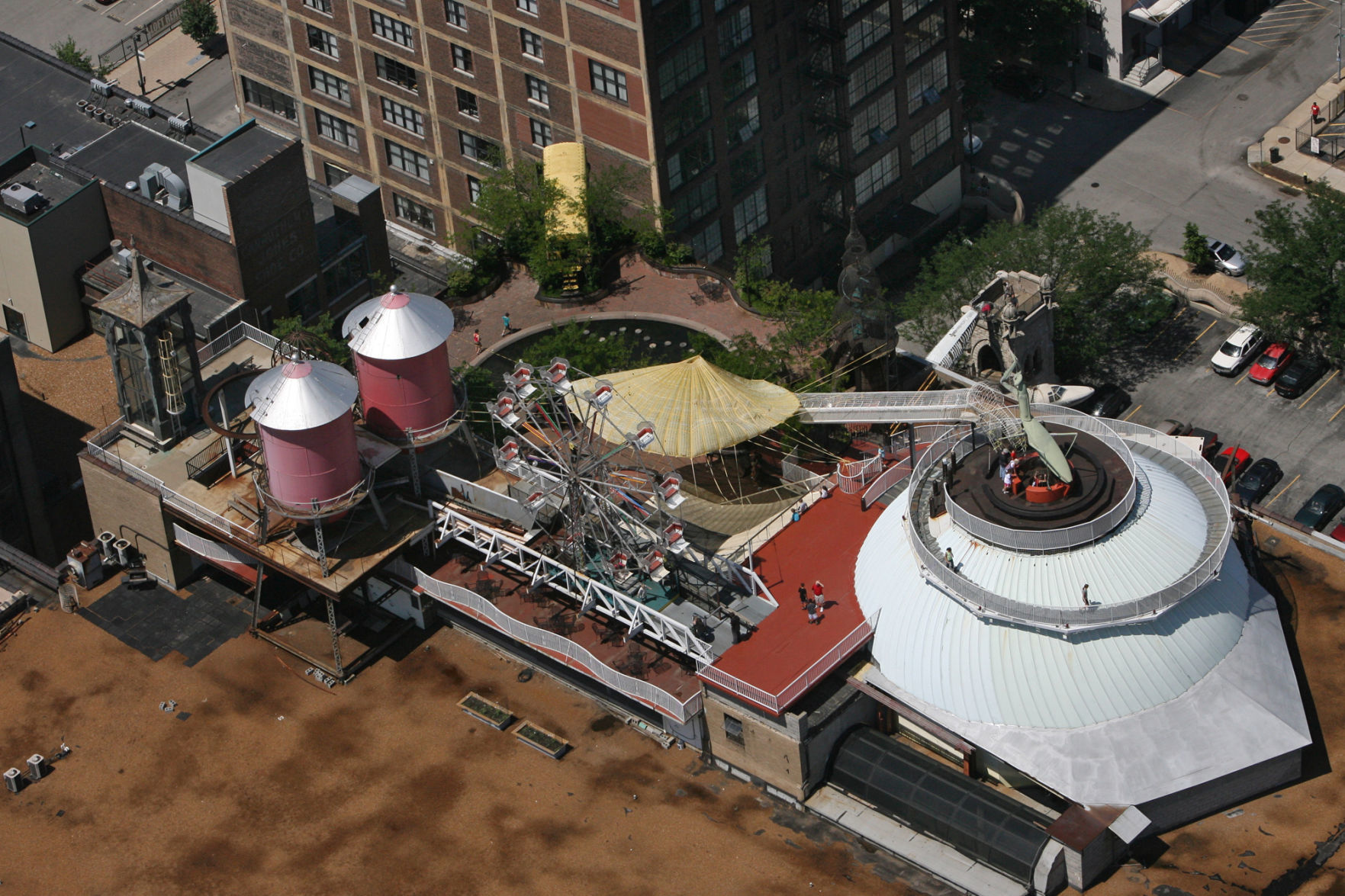 Aerial view of City Museum rooftop area